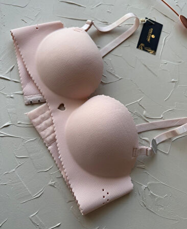 Whitney İthal Ektsra Push up El Kaplı Kalp Detaylı Balensiz Dikişsiz Yumuşak Sütyen