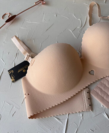 Whitney İthal Ektsra Push up El Kaplı Kalp Detaylı Balensiz Dikişsiz Yumuşak Sütyen