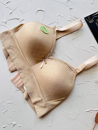 Celine C Cup Bambu Hisli Ultra Rahat Polamid Kumaştan Dokulu Dantel Detaylı Balensiz Desteksiz Sütyen