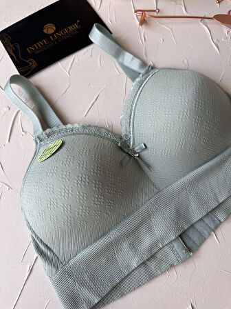 Celine C Cup Bambu Hisli Ultra Rahat Polamid Kumaştan Dokulu Dantel Detaylı Balensiz Desteksiz Sütyen