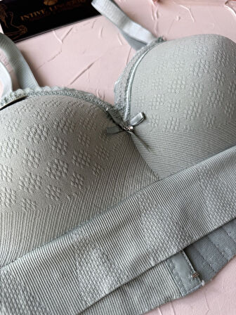 Celine C Cup Bambu Hisli Ultra Rahat Polamid Kumaştan Dokulu Dantel Detaylı Balensiz Desteksiz Sütyen