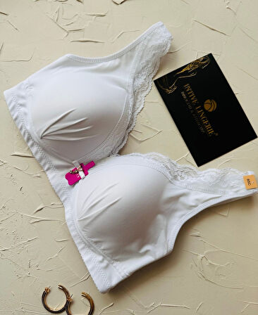 Harper Balensiz Desteksiz V Yaka Kesim Kaplı Dantelli Ultra Kaliteli Rahat C Cup Sütyen