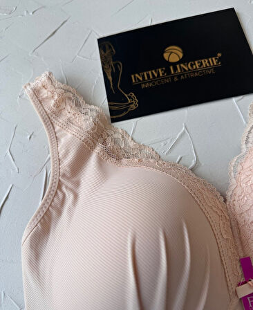 Harper Balensiz Desteksiz V Yaka Kesim Kaplı Dantelli Ultra Kaliteli Rahat C Cup Sütyen