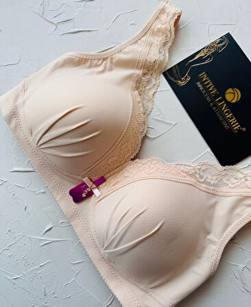 Harper Balensiz Desteksiz V Yaka Kesim Kaplı Dantelli Ultra Kaliteli Rahat C Cup Sütyen