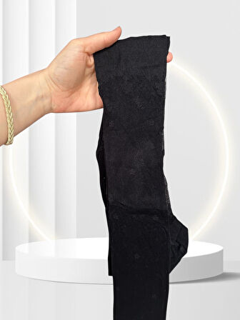 Milla 15 Den Dantel Görünümlü Burunsuz Çiçek Desenli Şık Feminen Külotlu Çorap