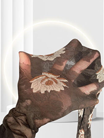 Grisi Tania Çiçek Desenli Baskılı Güpür Dantel Görünümlü 20 Den Desenli Külotlu Çorap (Made in Italy)