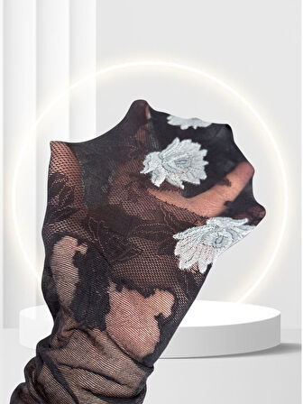 Grisi Tania Çiçek Desenli Baskılı Güpür Dantel Görünümlü 20 Den Desenli Külotlu Çorap (Made in Italy)