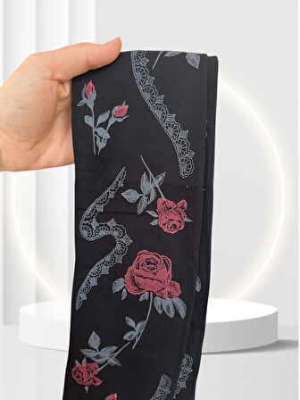 Grisi Alya Çiçek ve Dantel Desenli 40 Den Baskılı Vintage Külotlu Çorap (Made in Italy)