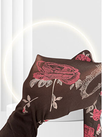 Grisi Alya Çiçek ve Dantel Desenli 40 Den Baskılı Vintage Külotlu Çorap (Made in Italy)