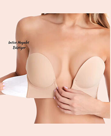 Revolution Yeni Nesil V Yaka Yanlardan Yapıştırma Hayalet Straplez Sütyen (Dekolteli Elbiseler İçin)