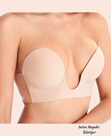 Revolution Yeni Nesil V Yaka Yanlardan Yapıştırma Hayalet Straplez Sütyen (Dekolteli Elbiseler İçin)