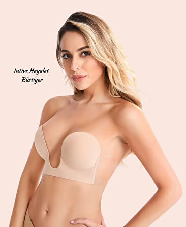 Revolution Yeni Nesil V Yaka Yanlardan Yapıştırma Hayalet Straplez Sütyen (Dekolteli Elbiseler İçin)