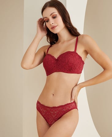 Desteksiz Balenli Dantelli Cuplı Lotus Günlük Sütyen Takım -4817