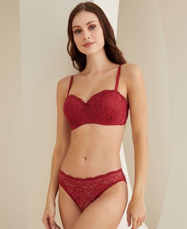 Desteksiz Balenli Dantelli Cuplı Lotus Günlük Sütyen Takım -4817