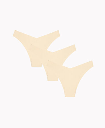 NBB Lazer V Kesim Yüksek Bel 3'lü Paket Külot (Bordo, Ten, Siyah, Pudra)