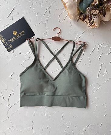 Aurafit V Yaka Arkası Çapraz İp Askılı Tasarım Spor Sütyeni/Büstiyer-9024
