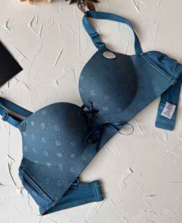 Alice İthal Balensiz Push-up Çiçek Desenli Önden Kurdeleli Sütyen