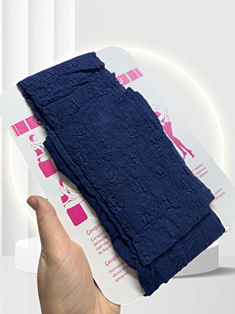 Penti Beyaz Mavi Marin Desenli 20 Den Külotlu Pamuk Ağlı Çorap-Beyaz/Lacivert