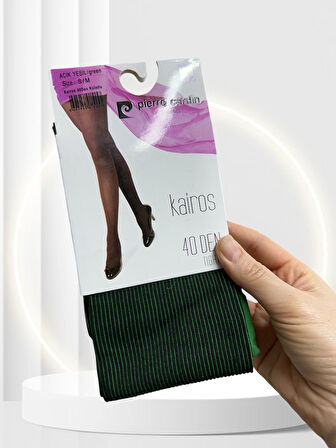 Pierre Cardin Paris Kairos Çift Renk Çizgili Modern 40 Den Kalın Külotlu Çorap