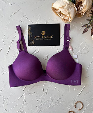 Angelina Push-up Balensiz Dikişsiz V Yaka İthal Kaliteli Düz Renk İz Belli Etmez Sütyen