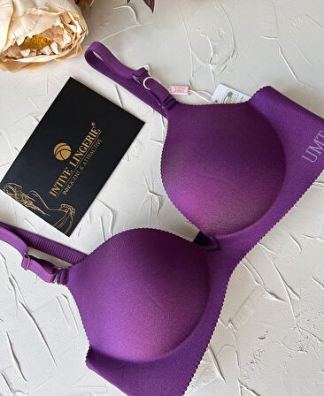 Angelina Push-up Balensiz Dikişsiz V Yaka İthal Kaliteli Düz Renk İz Belli Etmez Sütyen