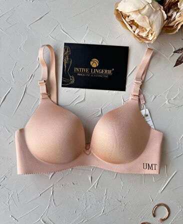 Angelina Push-up Balensiz Dikişsiz V Yaka İthal Kaliteli Düz Renk İz Belli Etmez Sütyen