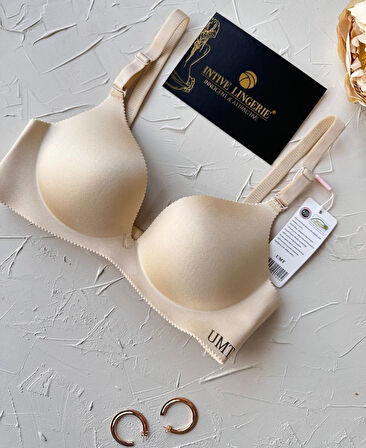 Angelina Push-up Balensiz Dikişsiz V Yaka İthal Kaliteli Düz Renk İz Belli Etmez Sütyen