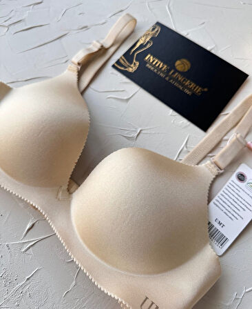 Angelina Push-up Balensiz Dikişsiz V Yaka İthal Kaliteli Düz Renk İz Belli Etmez Sütyen