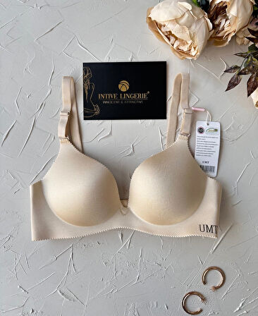 Angelina Push-up Balensiz Dikişsiz V Yaka İthal Kaliteli Düz Renk İz Belli Etmez Sütyen