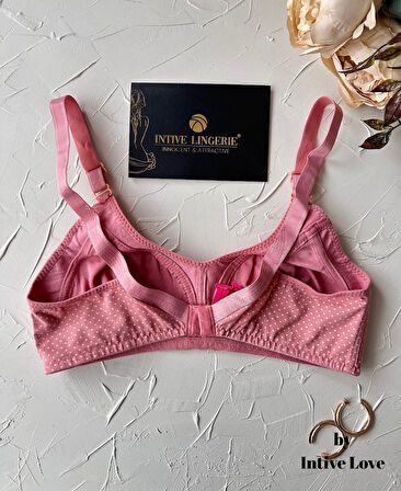 Liza Puantiye Desenli Pamuklu Penye Kalın Askılı Toparlayıcı Balensiz Desteksiz Rahat Sütyen