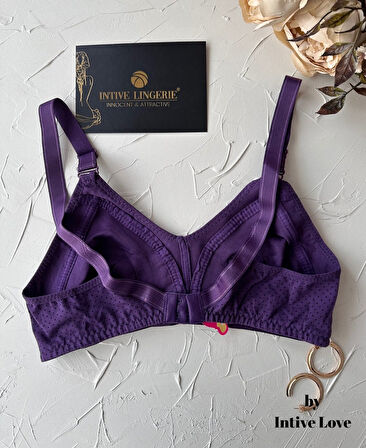 Liza Puantiye Desenli Pamuklu Penye Kalın Askılı Toparlayıcı Balensiz Desteksiz Rahat Sütyen