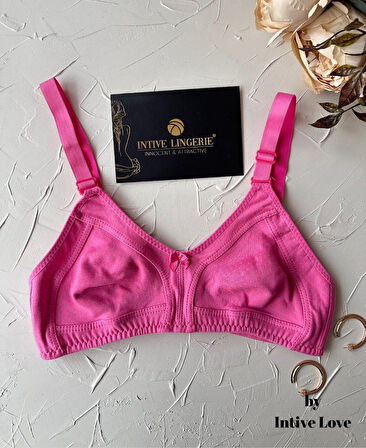 Liza Puantiye Desenli Pamuklu Penye Kalın Askılı Toparlayıcı Balensiz Desteksiz Rahat Sütyen