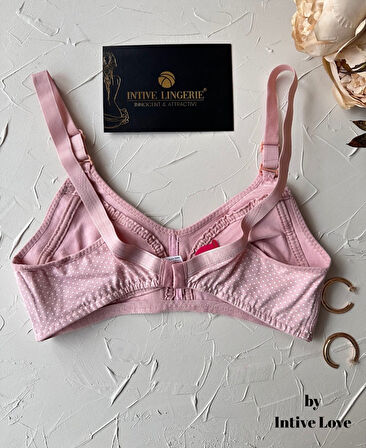 Liza Puantiye Desenli Pamuklu Penye Kalın Askılı Toparlayıcı Balensiz Desteksiz Rahat Sütyen