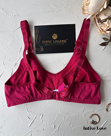 Liza Puantiye Desenli Pamuklu Penye Kalın Askılı Toparlayıcı Balensiz Desteksiz Rahat Sütyen