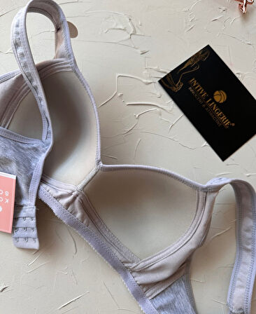 Louisa %85 Pamuklu Balesiz C Cup Toparlayıcı Penye Kalın Askılı 2'li Sütyen