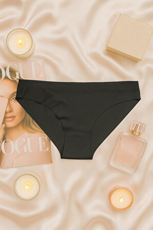 Kadın Siyah Dikişsiz Slip Külot 3’lü Set – İz Yapmayan Microfiber İç Giyim