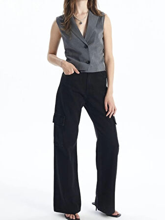 Kargo cep jeans pantolon siyah