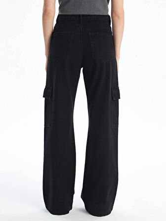 Kargo cep jeans pantolon siyah