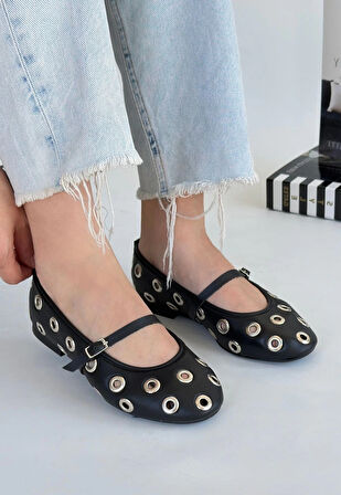 Tinta Siyah Cilt Babet Ayakkabı