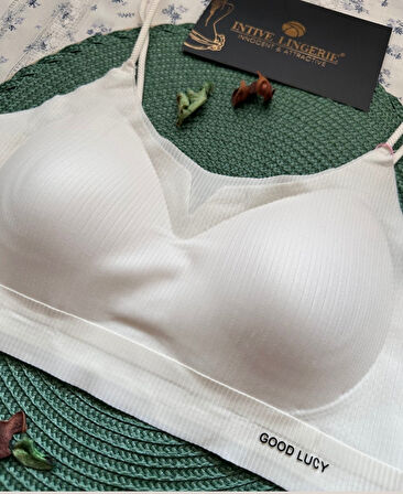 Valentina Fitilli İnce Askılı Hafif Destekli Kopçasız Dikişsiz Lazer Kesim Bralet/Sütyen/Büstiyer