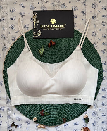 Valentina Fitilli İnce Askılı Hafif Destekli Kopçasız Dikişsiz Lazer Kesim Bralet/Sütyen/Büstiyer