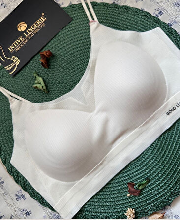 Valentina Fitilli İnce Askılı Hafif Destekli Kopçasız Dikişsiz Lazer Kesim Bralet/Sütyen/Büstiyer