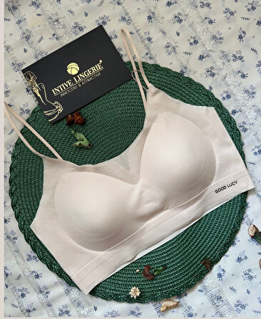 Valentina Fitilli İnce Askılı Hafif Destekli Kopçasız Dikişsiz Lazer Kesim Bralet/Sütyen/Büstiyer