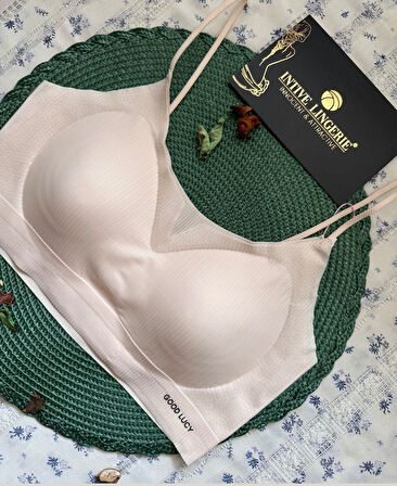 Valentina Fitilli İnce Askılı Hafif Destekli Kopçasız Dikişsiz Lazer Kesim Bralet/Sütyen/Büstiyer