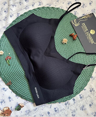 Valentina Fitilli İnce Askılı Hafif Destekli Kopçasız Dikişsiz Lazer Kesim Bralet/Sütyen/Büstiyer