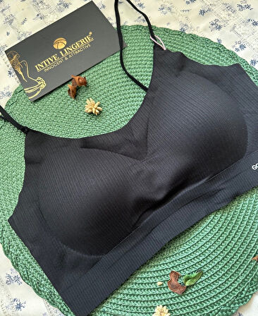 Valentina Fitilli İnce Askılı Hafif Destekli Kopçasız Dikişsiz Lazer Kesim Bralet/Sütyen/Büstiyer