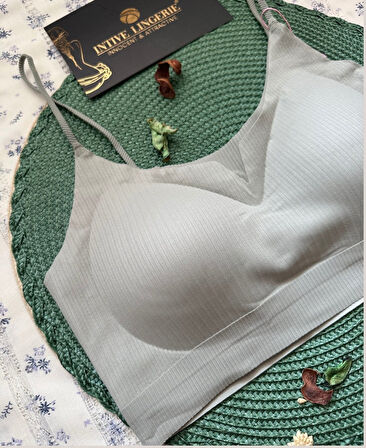 Valentina Fitilli İnce Askılı Hafif Destekli Kopçasız Dikişsiz Lazer Kesim Bralet/Sütyen/Büstiyer