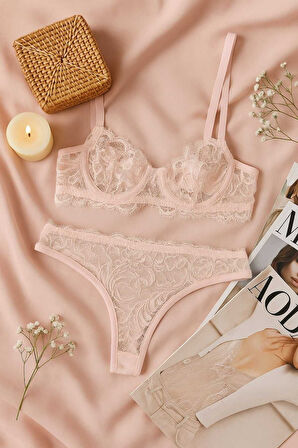 Dantel Detaylı Soft Pembe Bralet Külot Takımı - Şık ve Zarif Tasarım