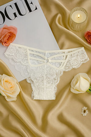 Kadın Dantel Detaylı Külot 3’lü Set - Siyah Beyaz