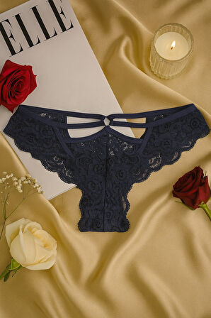 Kadın Dantel Detaylı Külot 3’lü Set - Siyah Beyaz